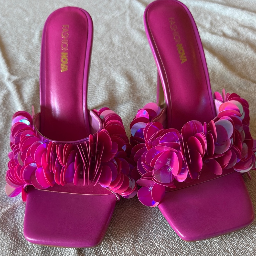 Fashion Nova Pink Embellished Heels